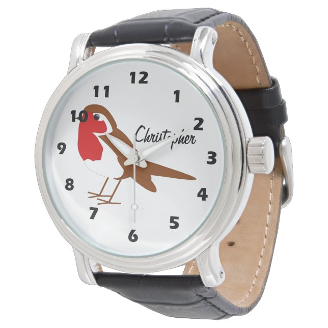 Robin Design Persoonlijk Horloge (Gekanteld)