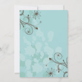 Robin Egg Blauw Bruin Bloemen Huwelijksuitnodiging Kaart (Achterkant)