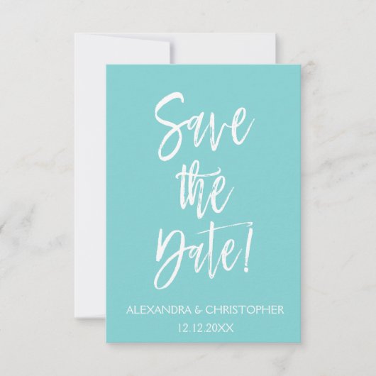 Robin Egg Blauw en Wit Bewaar de Datum Save The Date (Voorkant)