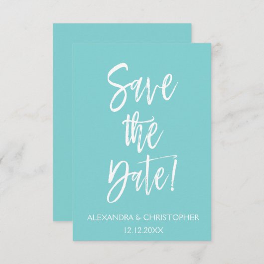 Robin Egg Blauw en Wit Bewaar de Datum Save The Date (Voorkant / Achterkant)