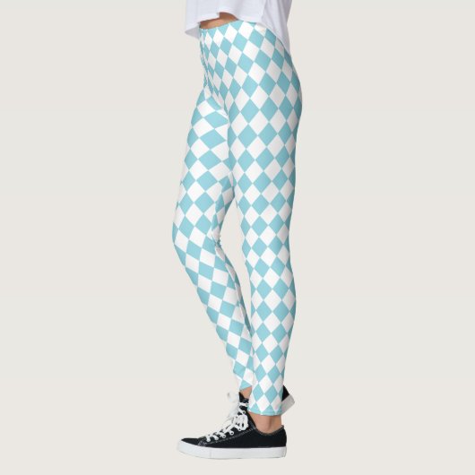Robin Egg Blauw en Wit Chevron Pattern Classic Leggings (Links)