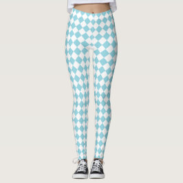 Robin Egg Blauw en Wit Chevron Pattern Classic Leggings