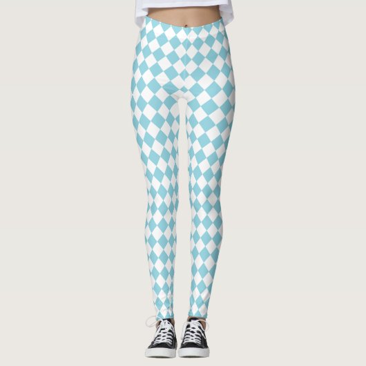 Robin Egg Blauw en Wit Chevron Pattern Classic Leggings (Voorkant)