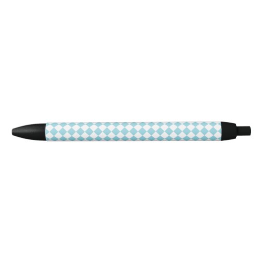 Robin Egg Blauw en Wit Chevron Pattern Classic Zwarte Inkt Pen (Voorkant)