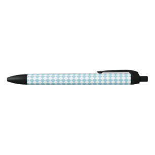 Robin Egg Blauw en Wit Chevron Pattern Classic Zwarte Inkt Pen