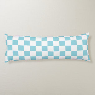 Robin Egg Blauw met Wit Vierkant Patroon geborstel Lichaamskussen