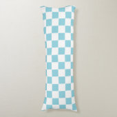 Robin Egg Blauw met Wit Vierkant Patroon geborstel Lichaamskussen (Voorkant Verticaal)