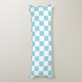 Robin Egg Blauw met Wit Vierkant Patroon geborstel Lichaamskussen (Achterkant (Verticaal))