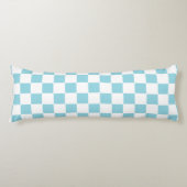 Robin Egg Blauw met Wit Vierkant Patroon geborstel Lichaamskussen (Voorkant)