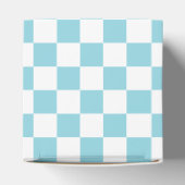 Robin Egg Blauw met Wit Vierkant Patroon Hart Bedankdoosjes (Bovenkant)