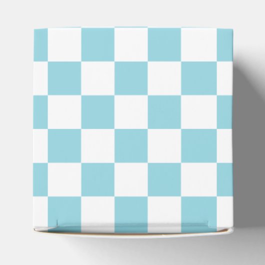 Robin Egg Blauw met Wit Vierkant Patroon Hart Bedankdoosjes (Bovenkant)