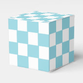 Robin Egg Blauw met Wit Vierkant Patroon Klassiek Bedankdoosjes (Voorkant Zijde)