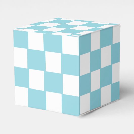 Robin Egg Blauw met Wit Vierkant Patroon Klassiek Bedankdoosjes (Voorkant Zijde)
