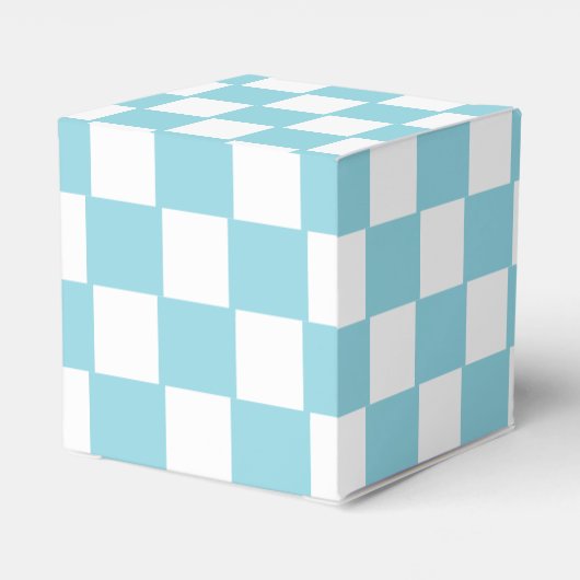 Robin Egg Blauw met Wit Vierkant Patroon Klassiek Bedankdoosjes (Achterkant)