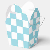 Robin Egg Blauw met Wit Vierkant Patroon Uitnemen Bedankdoosjes (Geopend)