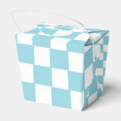 Robin Egg Blauw met Wit Vierkant Patroon Uitnemen Bedankdoosjes (Achterkant)