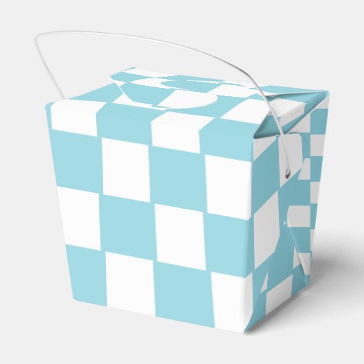 Robin Egg Blauw met Wit Vierkant Patroon Uitnemen Bedankdoosjes (Achterkant)