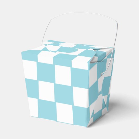 Robin Egg Blauw met Wit Vierkant Patroon Uitnemen Bedankdoosjes (Voorkant Zijde)