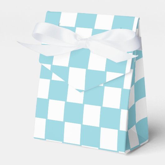 Robin Egg Blauw met Witte Vierkante Patroon Tent Bedankdoosjes (Voorkant Zijde)