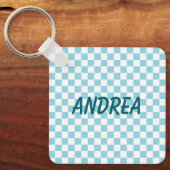 Robin Egg Blauw Schaakbord Foto Sleutelhanger (Voorkant)