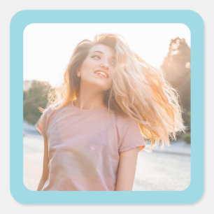 Robin Egg Blauwe Rand Foto Vierkante Sticker