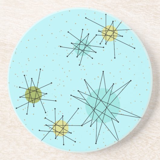 Robin Egg Blue Atomic Starburst Sandstone Onderzet Zandsteen Onderzetter (Voorkant)