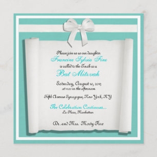 Robin Egg Blue Bat Mitzvah-uitnodigingen Kaart