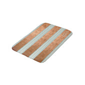Robin Egg Blue Bold Monogram Striped Bath Mat (Gekanteld)