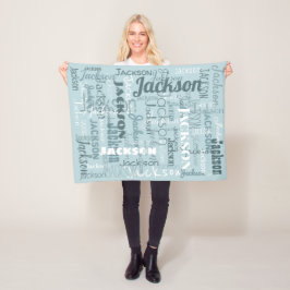 Robin Egg Blue Boy Baby's Names Modern Typografie Fleece Deken