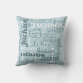 Robin Egg Blue Boy Baby's Names Modern Typografie Kussen (Achterkant)