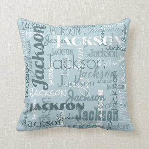 Robin Egg Blue Boy Baby's Names Modern Typografie Kussen