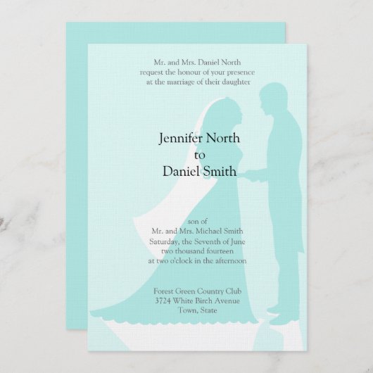 Robin Egg Blue Bride en Groom Wedding Invites Kaart (Voorkant / Achterkant)