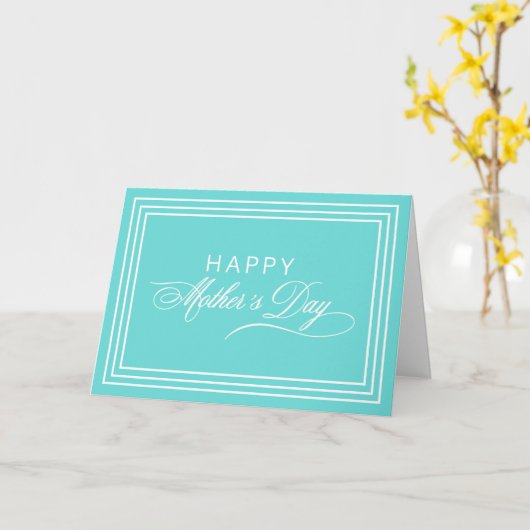 Robin Egg Blue Calligraphy Happy Moederdag Kaart (Gele Bloem)