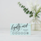 Robin Egg Blue Calligraphy Loyalty Punch Card (Staand voorkant)