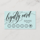 Robin Egg Blue Calligraphy Loyalty Punch Card (Voorkant)