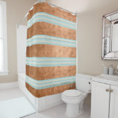 Robin Egg Blue Copper Stripes Shower Curtain Douchegordijn (In situ)