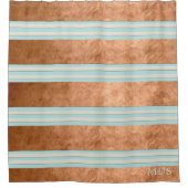 Robin Egg Blue Copper Stripes Shower Curtain Douchegordijn (Voorkant)