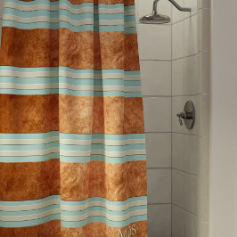 Robin Egg Blue Copper Stripes Shower Curtain Douchegordijn