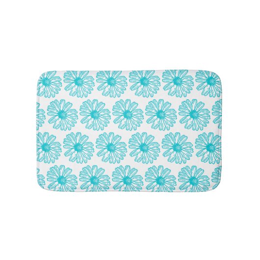Robin Egg Blue Daisy Print, Hippie Flowers Pattern Badmat (Voorkant)