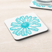 Robin Egg Blue Daisy Print, Hippie Flowers Pattern Bier Onderzetter (Linkerzijde)