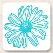 Robin Egg Blue Daisy Print, Hippie Flowers Pattern Bier Onderzetter (Voorkant)