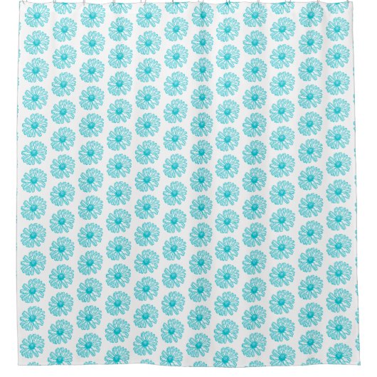 Robin Egg Blue Daisy Print, Hippie Flowers Pattern Douchegordijn (Voorkant)