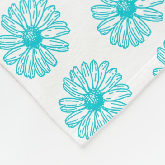Robin Egg Blue Daisy Print, Hippie Flowers Pattern Fleece Deken (Hoek)