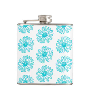 Robin Egg Blue Daisy Print, Hippie Flowers Pattern Heupfles