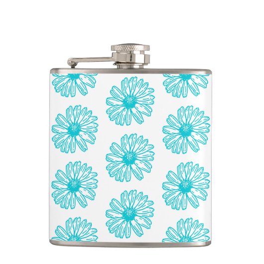 Robin Egg Blue Daisy Print, Hippie Flowers Pattern Heupfles (Voorkant)