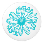 Robin Egg Blue Daisy Print, Hippie Flowers Pattern Keramische Knop (Voorkant)