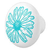 Robin Egg Blue Daisy Print, Hippie Flowers Pattern Keramische Knop (Rechts)