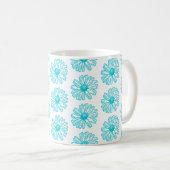 Robin Egg Blue Daisy Print, Hippie Flowers Pattern Koffiemok (Voorkant rechts)