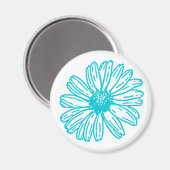 Robin Egg Blue Daisy Print, Hippie Flowers Pattern Magneet (Voorkant / Achterkant)