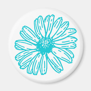 Robin Egg Blue Daisy Print, Hippie Flowers Pattern Magneet